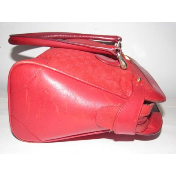 Gucci Boston Red Canvas And Leather Speedy Bag Small Logo Print Satchel - Picture 11 of 12